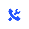 Icon:Blue crossed wrench and screwdriver inside a white circle